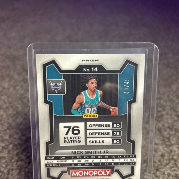 Nick Smith Jr NBA Prizm Monopoly Rookie Card #14 Charlotte Hornets 40/49 - Picture 5 of 6